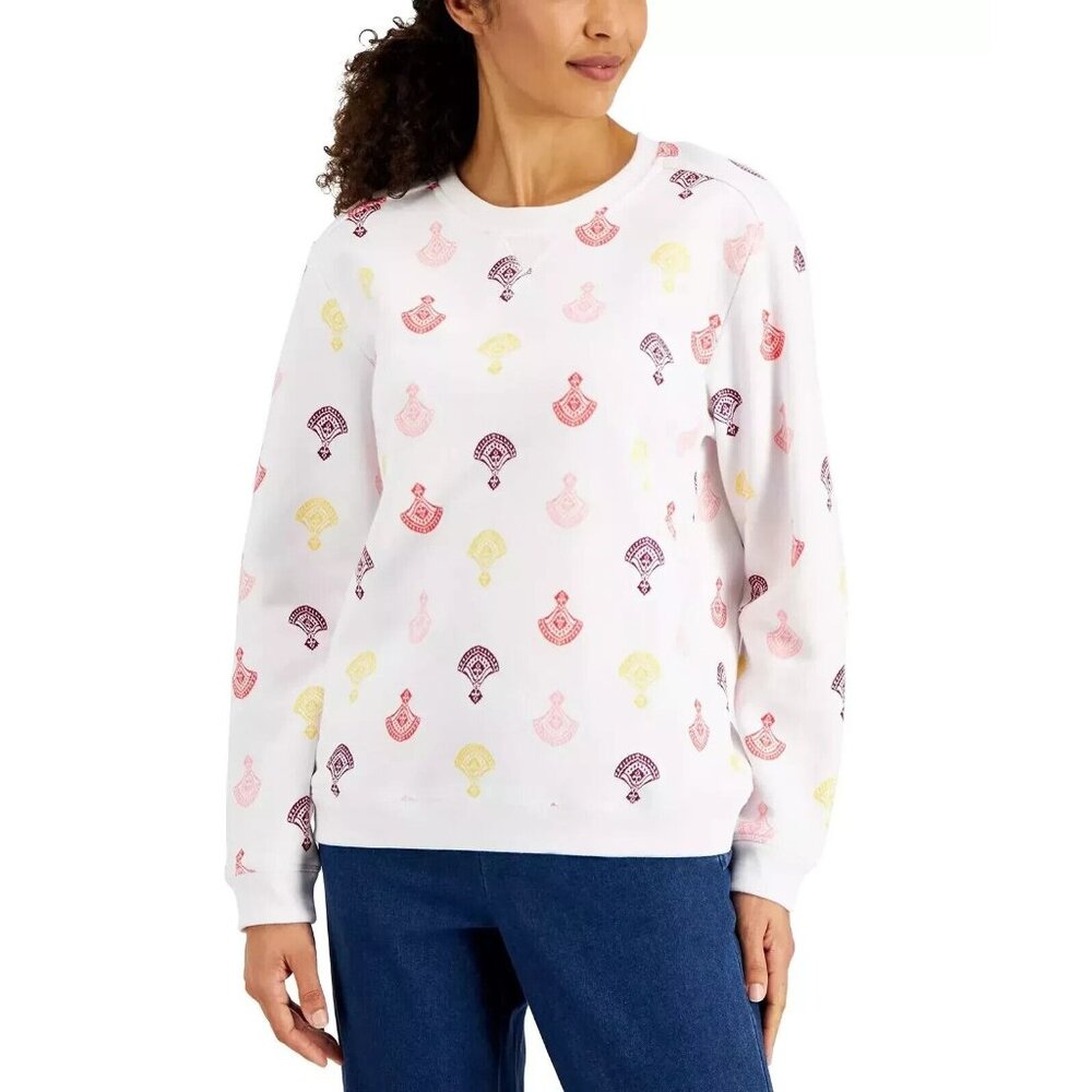 Karen Scott Women's Size XS Printed Fleece Top Sweatshirt NwT PM149AFA